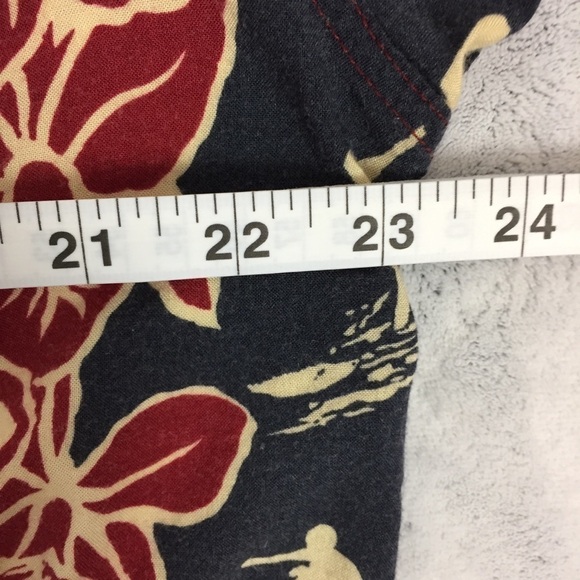 Vintage Hawaiian Surfer Shirt Mens XL Rayon Navy Red Cream Floral Light Weight - Picture 8 of 9